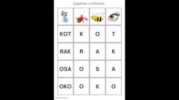Zabawa literowa - nauka czytania