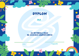 LOGOPEDIA Dyplom zakończenie zajęć logopedycznych, zakończenie terapii logopedycznej