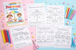 Kolorowanka: Parasolki i kałuże