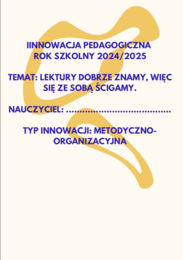 Lekturowa innowacja pedagogiczna z języka polskiego