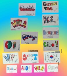 Europejski Dzień Językow - kolorowanki z powitaniem w różnych jezykach