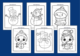 DZIEŃ BAŁWANA – Dzień Bałwanka – zima – UKŁADANKA – układanki – puzzle – kolorowanki - kolorowanka – 12 szt. – biblioteka – świetlica – przedszkole