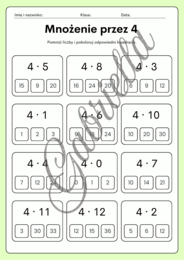 Tabliczka mnożenia - karty pracy, mnożenie przez 2,3,4 oraz 5.