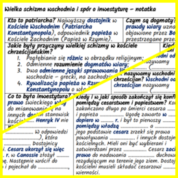 Wielka schizma wschodnia i spór o inwestyturę – notatki i karta pracy