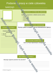 Podanie o pracę narządu