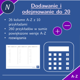 Dodawanie i odejmowanie do 20 | matematyka | 26 kolumn
