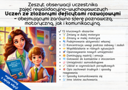 Wypełniony Zeszyt Obserwacji Uczestnika Zajęć Rewalidacyjno-Wychowawczych Uczeń ze złożonymi deficytami rozwojowymi – obejmującymi zarówno sferę poznawczą, motoryczną, jak i komunikacyjną.