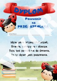 Dyplom pasowanie na przedszkolaka motyw biedronka