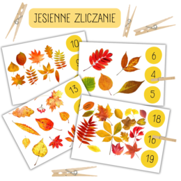 Jesienne zliczanie - liczenie obiektów w zakresie 20.