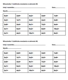 Tabliczka mnożenia - trening