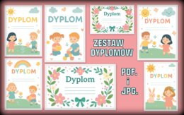 Zestaw dyplomów do przedszkola/ szkoły formaty pdf i jpg.