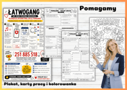 Pomaganie Karty Pracy Plakat Kolorowanka Łatwogang x CancerFighters