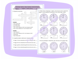 Rodzaje kątów, kąty między wskazówkami zegara - karta pracy/kartkówka.