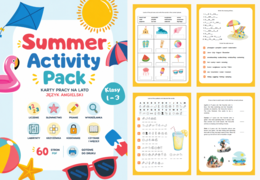 Summer Activity Pack – karty pracy na lato i wakacje | Język angielski | SP 1–3 (wykreślanka, krzyżówka, liczenie, słownictwo, labirynty, kodowanie, czytanie i więcej!)