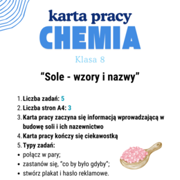 Chemia. Klasa 8. Karta pracy. Sole - wzory i nazwy.