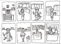 Przedszkole. Zawody (Dwie karty pracy: kolorowa + do uzupełnienia)