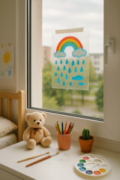 Malowanie deszczu na folii okiennej