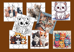 DZIEŃ KOTA – PUZZLE – 17 obrazków - ćwiczenia redakcyjne