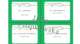 Present Perfect/ Karty do mówienia/ Mówienie/ Speaking/ Zestaw/ Pakiet/ Klasy 4-8/ Klasy 4-6/ Klasy 6-8/ SP/ Warm-up/ Rozgrzewka/ Gramatyka/ Grammar/ Speaking cards grammar/ Grammar cards/ E8