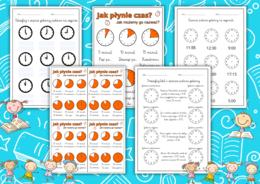 Zegar - wklejki, ćwiczenia.