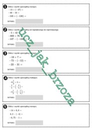 Liczby dodatnie i ujemne, dodawanie i odejmowanie, klasa 6, praca w grupach
