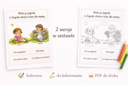 Karta wprowadzająca „Róża je jagody, a Jagoda zbiera róże dla mamy”