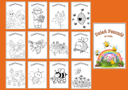 DZIEŃ PSZCZÓŁ - pszczoły – Galeria – kolorowanka – KOLOROWANKI – gazetka - biblioteka – świetlica – przedszkole – 25 wersjI