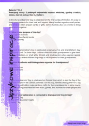 Grandma's Day and Grandpa's Day. Dzień babci i dziadka. Karty pracy. E8 Angielski