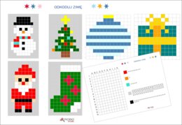 Kodowanki zimowe ZESTAW 6 szt, świąteczne, Mikołajki , Boże Narodzenie, zima, odkoduj zimę, kodowanie łatwe, adwent