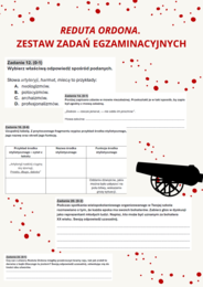 Reduta Ordona - zestaw zadań egzaminacyjnych, powtórkowych, do omówienia lektury