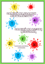 Zamień na ułamek niewłaściwy. Zamień na liczbę mieszaną. Gotowe zadania na lekcję klasa 4 / klasa 5