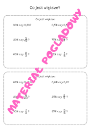 Szybkie karteczki - karty pracy z procentów. Klasa 6. Klasa 7. Klasa 8