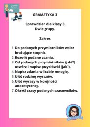 Gramatyka 3 - sprawdzian/karta pracy