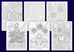 🎆NOWY ROK - Noworoczne kolorowanki w stylu zentangle – zestaw 22 kart
