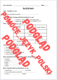 Przysłówek / części mowy / sprawdzian / kartkówka / karta pracy / KLUCZ ODPOWIEDZI