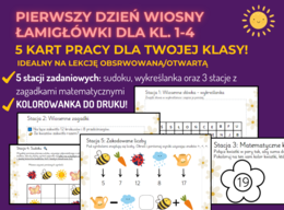 🌸 PIERWSZY DZIEŃ WIOSNY – ŁAMIGŁÓWKI DLA KLAS 1-4! 🌸 Idealny materiał na pierwszy dzień wiosny, wiosenną lekcję w klasie. Lekcja na pierwszy dzień wiosny, idealne karty pracy do scenariusza na lekcję na pierwszy dzień wiosny.