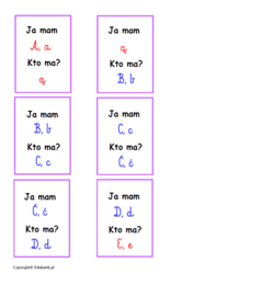Zestaw kart typu kto ma, ja mam – nauka czytania