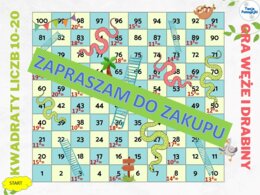 Kwadraty liczb 0-20 2 gry węże i drabiny oraz plakat