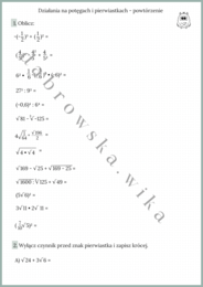 Działania na potęgach i pierwiastkach - powtórzenie
