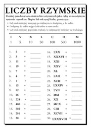 Liczby Rzymskie - karta pracy (Rzymski system zapisywana liczb)