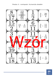 Domino - Arytmetyka ułamków | matematyka