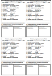 POŁOŻENIE GEOGRAFICZNE I GRANICE POLSKI - KARTKÓWKA
