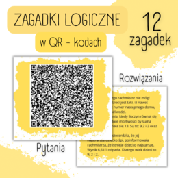ZAGADKI LOGICZNE zaszyfrowane w QR-kodach + pliki z rozwiązaniami. (12 zadań)