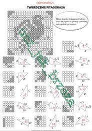 Twierdzenie Pitagorasa, karta pracy - kodowanie, klasa 7 i 8, edukacja domowa