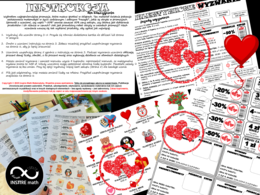 Walentynkowe wyzwanie. Matematyczne Walentynki. Procenty, obniżki, promocje, procent danej liczby, o ile procent mniej.