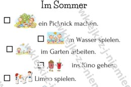 Wyzwania na lato - utrwalenie podstawowego słownictwa z j. niemieckiego - wklejka
