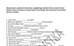 7 czasów- obszerne ćwiczenie z kluczem dla ósmoklasistów