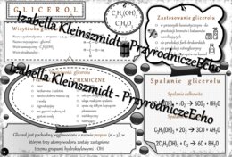 Sketchnotka - notatka „Glicerol” wykonana w power point do edycji. Chemia 8, „Pochodne węglowodorów”