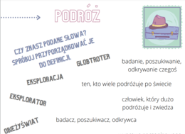 Karta pracy - leksyka dotycząca podróżowania do wykorzystania na języku polskim