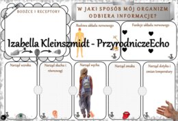 Karta pracy „W jaki sposób mój organizm odbiera informacje?” wykonana w power point do edycji. Przyroda 4, „Ja i moje ciało” na podstawie wydawnictwa WSiP